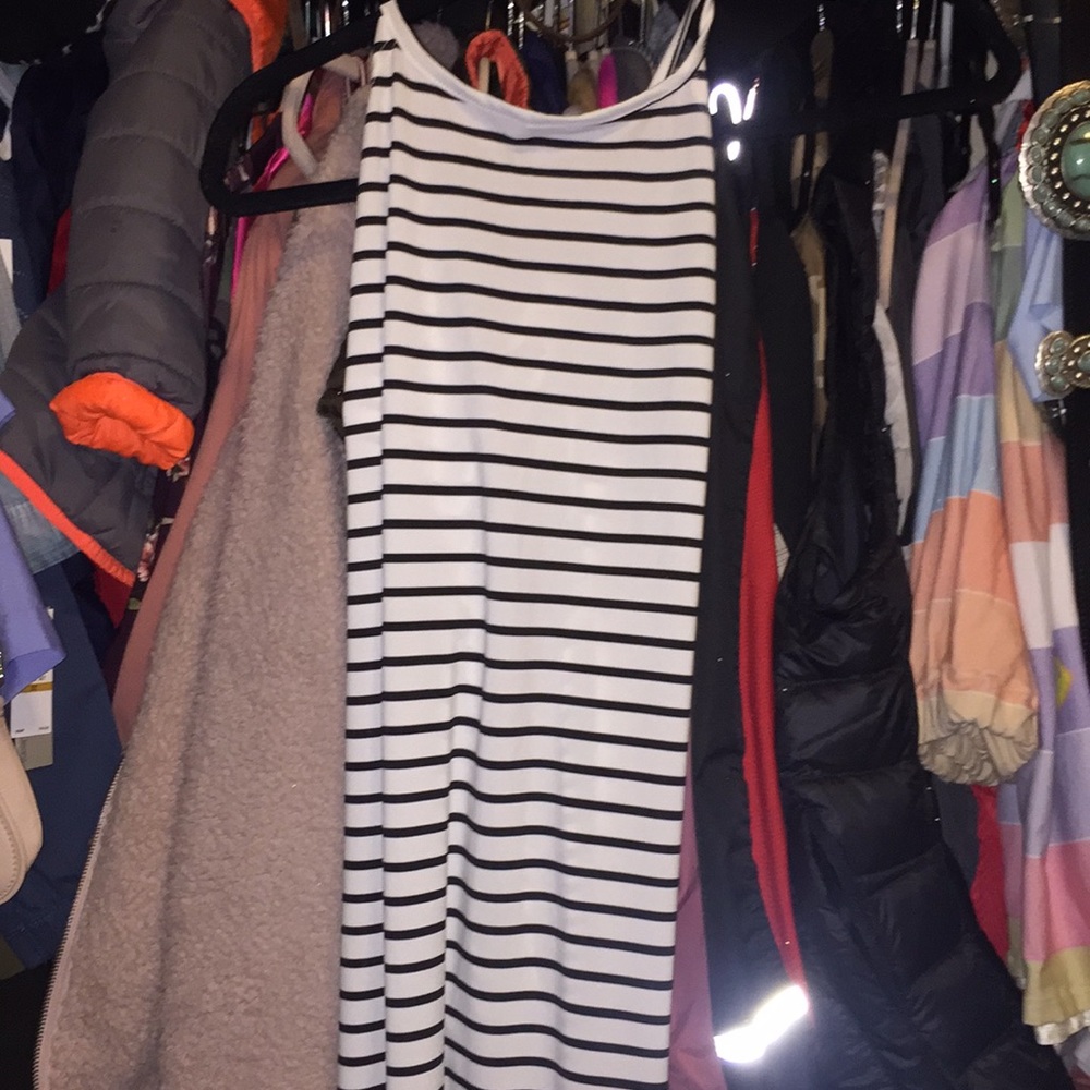 Shein black and white striped dress maxi